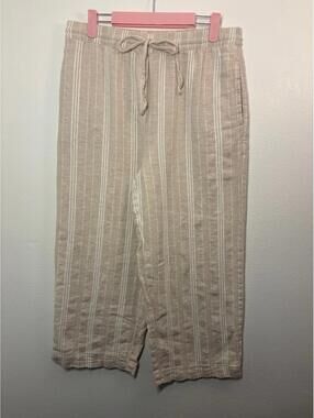 DKNY Pure Wide Leg Cropped Linen Blend Pants Size Medium